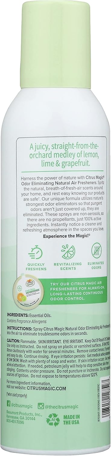 Citrus Magic Odor Eliminator Air Freshener Spray for Home, Orange Blast, 3-Ounce, Pack of 3