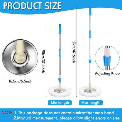 Spin Mop Replacement Handle 360 Degree Spin Mop Pole Handle Replacement Rotating Telescopic Stick for Head Replace Spinning Household Cleaning Accessories for Home(Cute Blue)