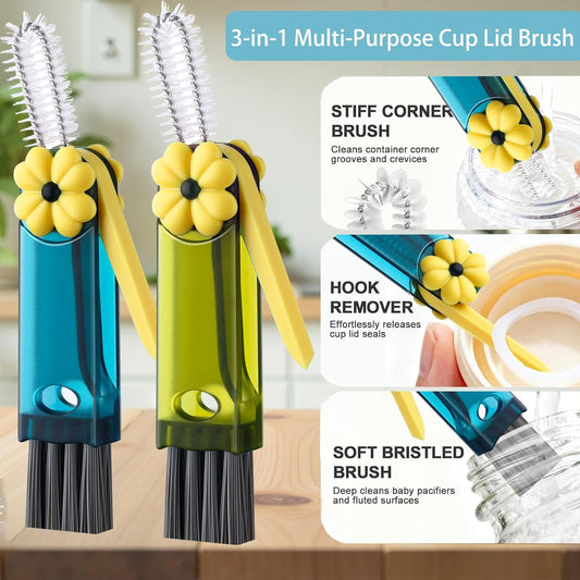 Cup Lid Gap Cleaning Brush, 3 in 1 Cup Lid Brush, Multifunctional Water Bottle Cleaning Brush, Home Kitchen Crevice Brush Tools for Tiny Cup Lid Detail, Bottle Tight Spaces Cup(3 PCS)