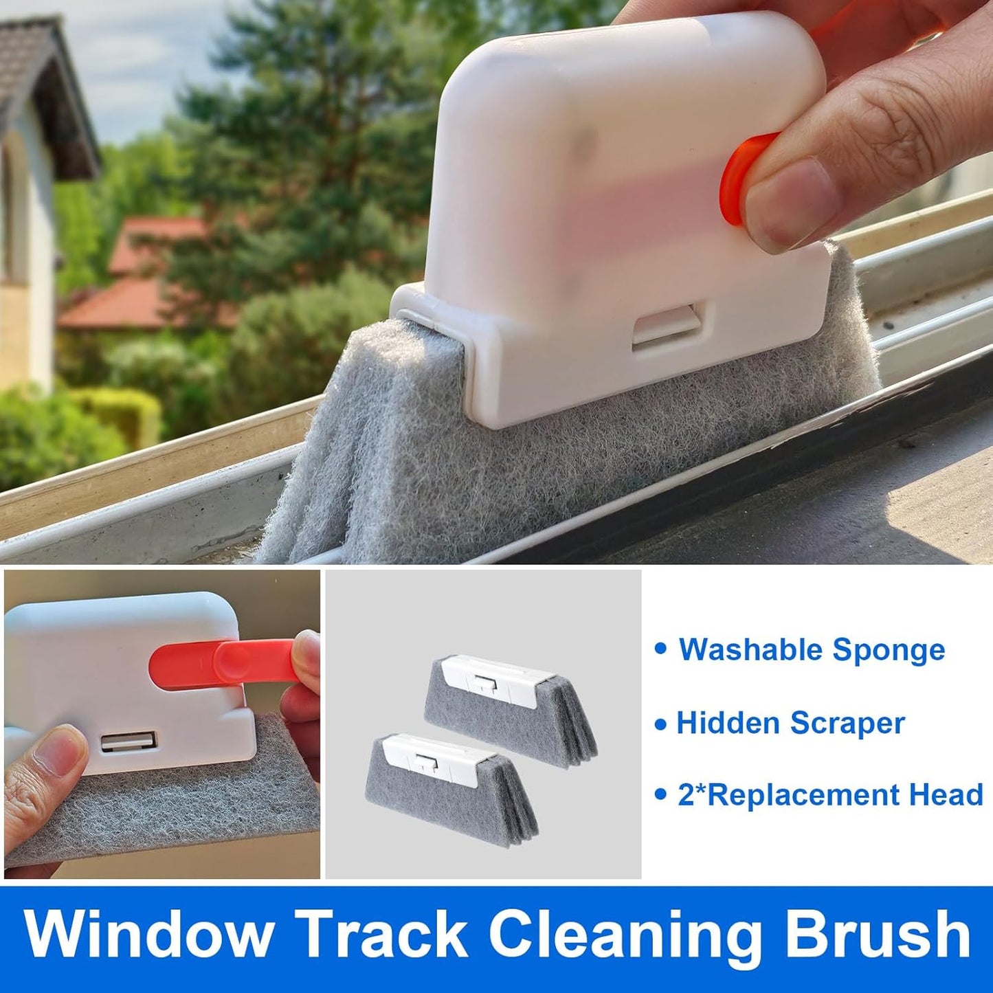 XANGNIER Window Sill Cleaner Tool,10 Pcs Magic Door Window Track Cleaning Tools Kit,Sliding Door Track Cleaner,Groove Crevice Cleaning Brush for Tile Lines/Shutter/Car Vents/Air Conditioner/Keyboard