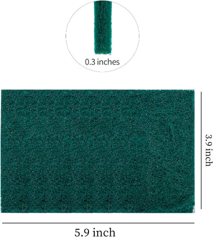 Heavy Duty Scour Pads Sponge Dish Scrubber Non-Scratch Green Reusable Household Scrub Pads for Kitchen and Dish Cleaning Tool (12Pcs)