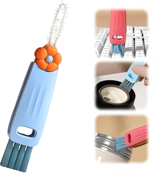 4-in-1 Bottle Cleaning Brush Set, Multifunction Silicone Cup Lid Gap Cleaner, Home Kitchen Crevice Cleaning Tools, 3 Pcs, Multicolor