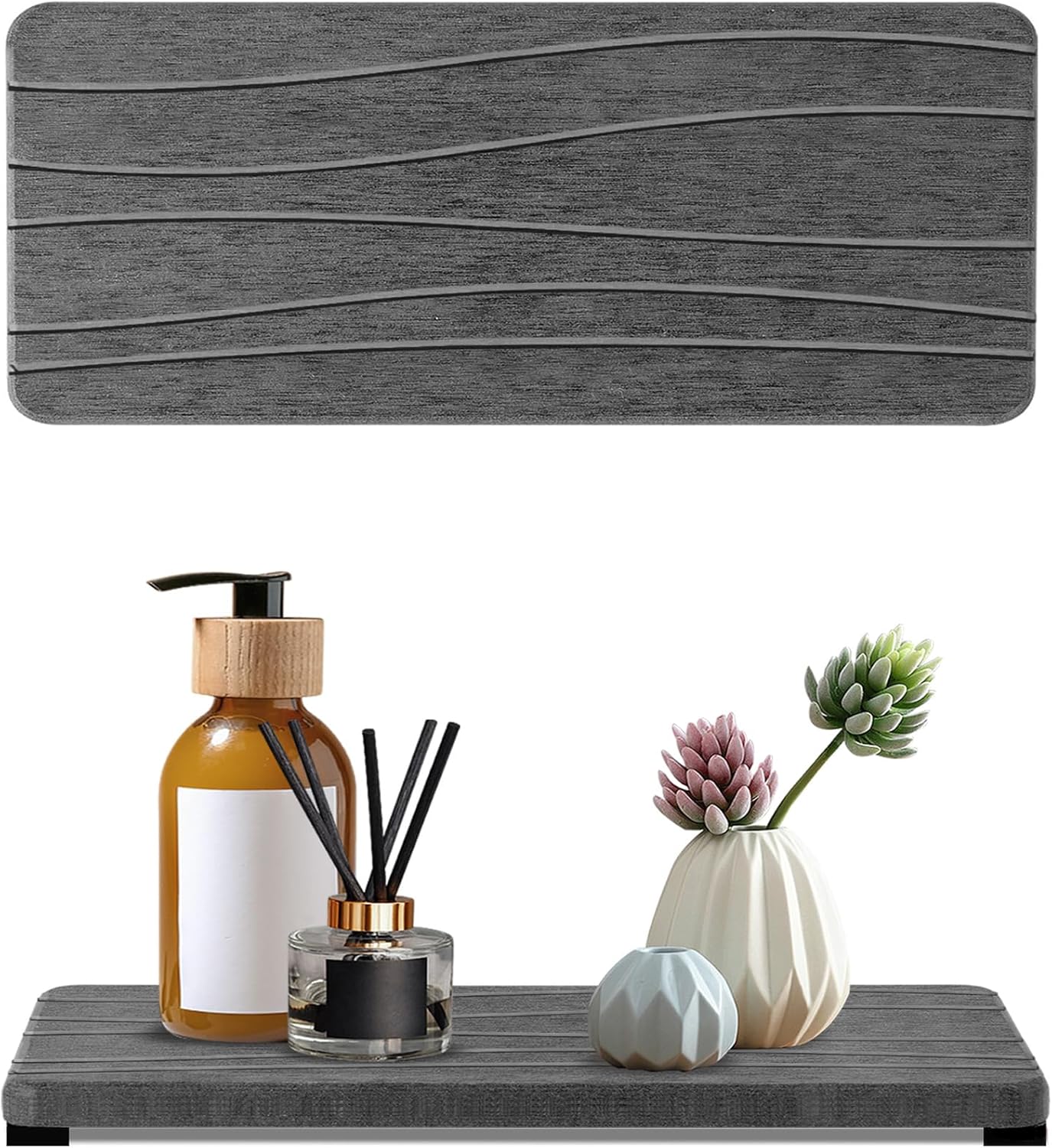 3PCS Water Absorbing Stone Tray, Fast Drying Stone Sink Tray, Stones Soap Trays, Water Absorbent Diatomite Trays, Diatomite Coasters for Kitchen Sink Bathroom Counter, Hand Soap Dish & Holders