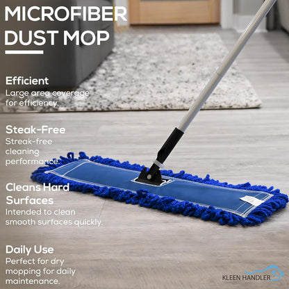 Kleen Handler 24 inch Microfiber Dust Mop | Medium Washable Commercial Mop Head Replacement, Pack of 3