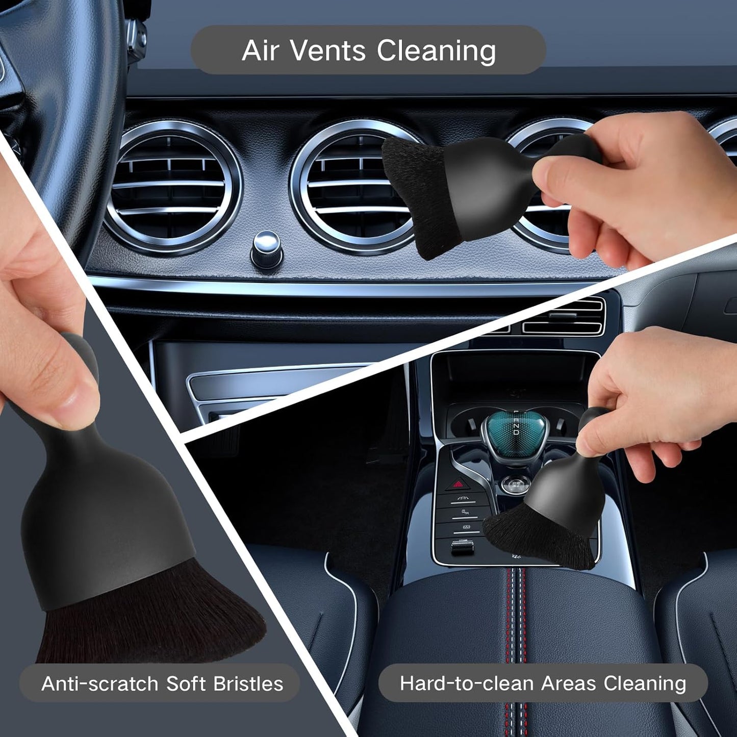 Qydipclin 11pcs Windshield Cleaner Tool, Car Window Cleaning Wash Kit with 6 Reusable Microfiber Pads 2 Spray Bottles and Extendable Handles Auto Glass Wiper Kit, Blue