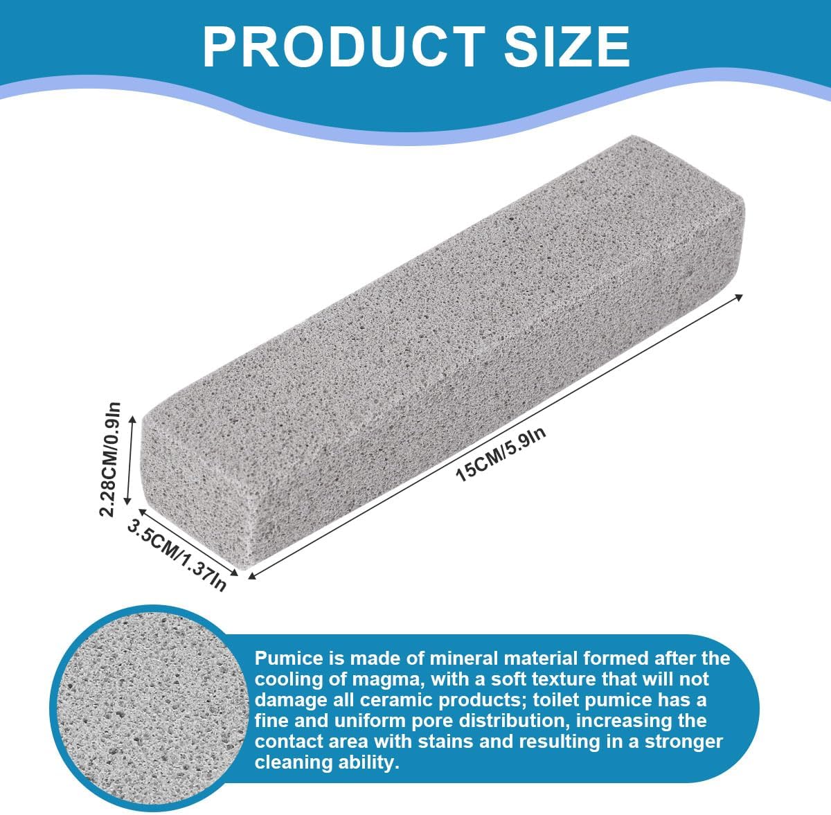 Herda 10 Pack Pumice Stone for Toilet Bowl Cleaning, Powerfully Pumice Stick for Cleaning Hard Water Rings, Calcium Buildup, Rust, Pumice Bar for Toilets, Bathtubs, Grills, Swimming Pools, Sinks