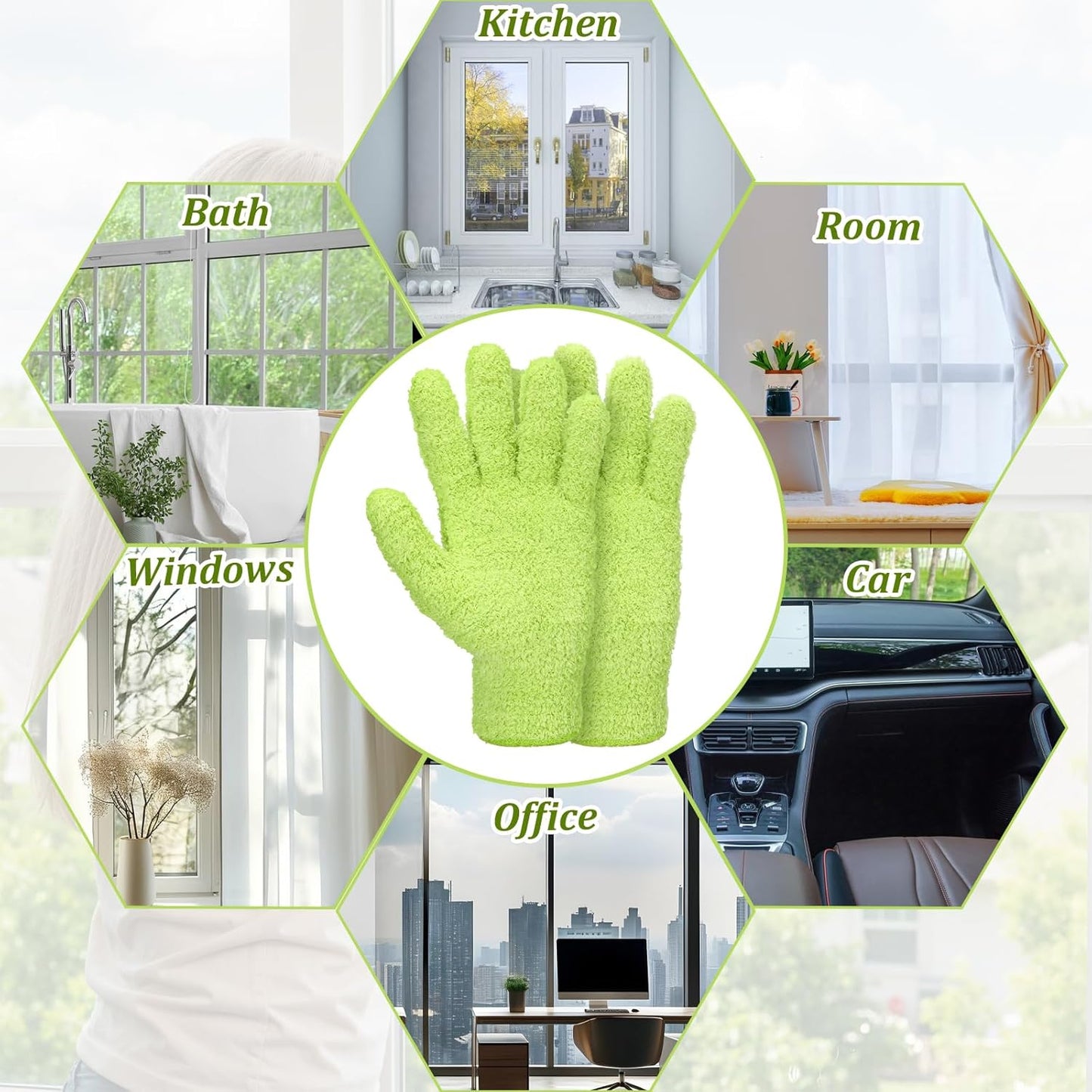 Abeillo Microfiber Gloves for Plants Dusting Cleaning, Reusable Washable Cleaning Gloves Mittens House Cars Blinds Dusting