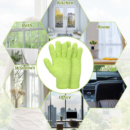 Abeillo Microfiber Gloves for Plants Dusting Cleaning, Reusable Washable Cleaning Gloves Mittens House Cars Blinds Dusting