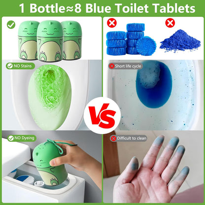 Toilet Bowl Cleaners Bottle Bathroom Toliet Bowl Cleaner with Fresh Jasmine Scent Cute Dinosaur Shaped Toilet Tank Cleaner (Green)