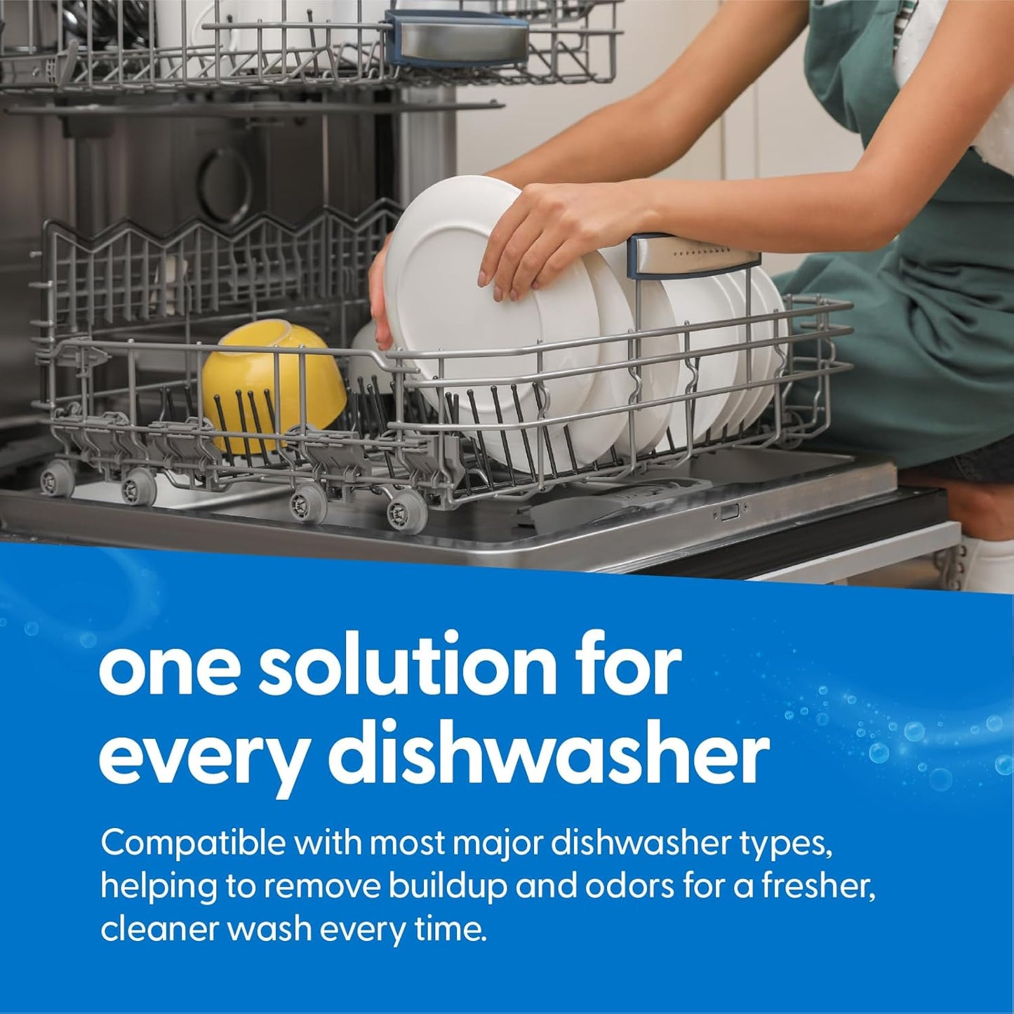 Dishwasher Cleaner & Deodorizer Tablets, Fights Grime, Grease, Limescale, Residue & Odor, Heavy Duty Cleaning Descaler Pods, Septic Safe, 24 Fresh Apple Scented Tablets, 1-Year Supply, by M3