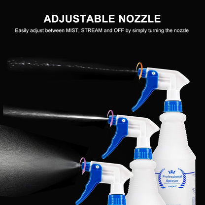 Plastic Spray Bottle 2 Pack, 32 Oz, All-Purpose Heavy Duty Spraying Bottles Leak Proof Mist Empty Water Sprayer for Cleaning Solution, Essential Oils, Hair, Planting, Pet with Adjustable Nozzle - Red