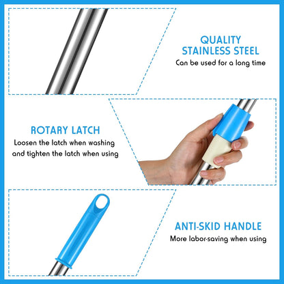 Spin Mop Replacement Handle 360 Degree Spin Mop Pole Handle Replacement Rotating Telescopic Stick for Head Replace Spinning Household Cleaning Accessories for Home(Cute Blue)