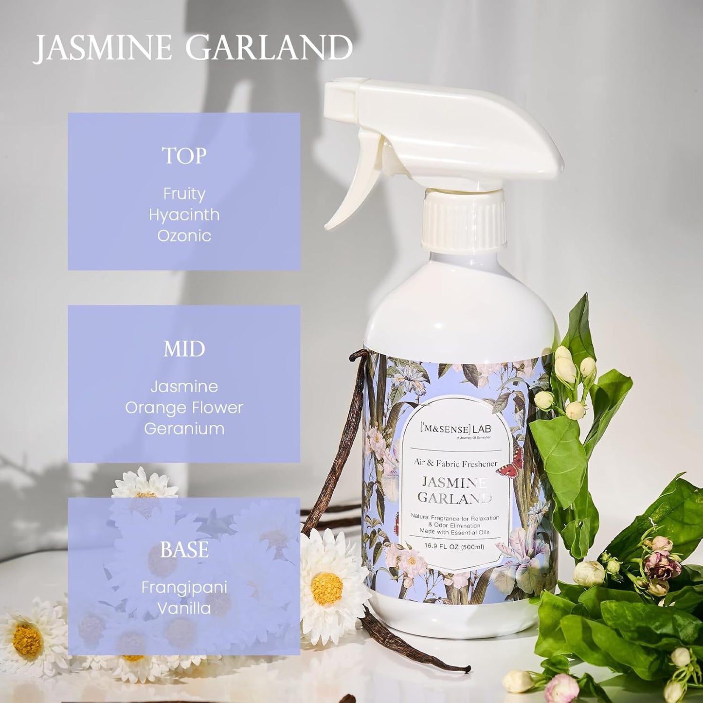 ‌M&SENSE Air & Fabric & Pet Odor Eliminator Spray - 16.9oz Large Size Natural Safe Air Freshener Rose Scented Deodorizer for Home Eliminates Smoke & Musty Smells, Ideal for ‌Dining Room Living Spaces