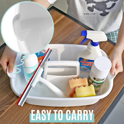 Cleaning Supplies Caddy, Household Tools Organizer with Handle, Large Plastic Bucket, Portable Shower Basket Tote, Gray