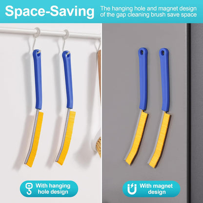 JOYMOOP 4 Pack Crevice Cleaning Brush, Hard Bristle Grout Brush, House Cleaning Supplies, Magnetic Gap Cleaning Brush for Kitchen, Bathroom, Window, Toilet, Multifunctional Cleaning Tools-4 Colors