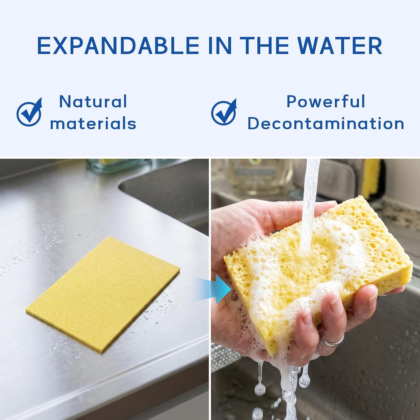 Cellulose Sponges,Heavy Duty Scrub Kitchen Sponge,Clean Tough Messes Without Scratching Sponges Kitchen,Pop Up Eco Sponges DIY Orange (6 Pack)