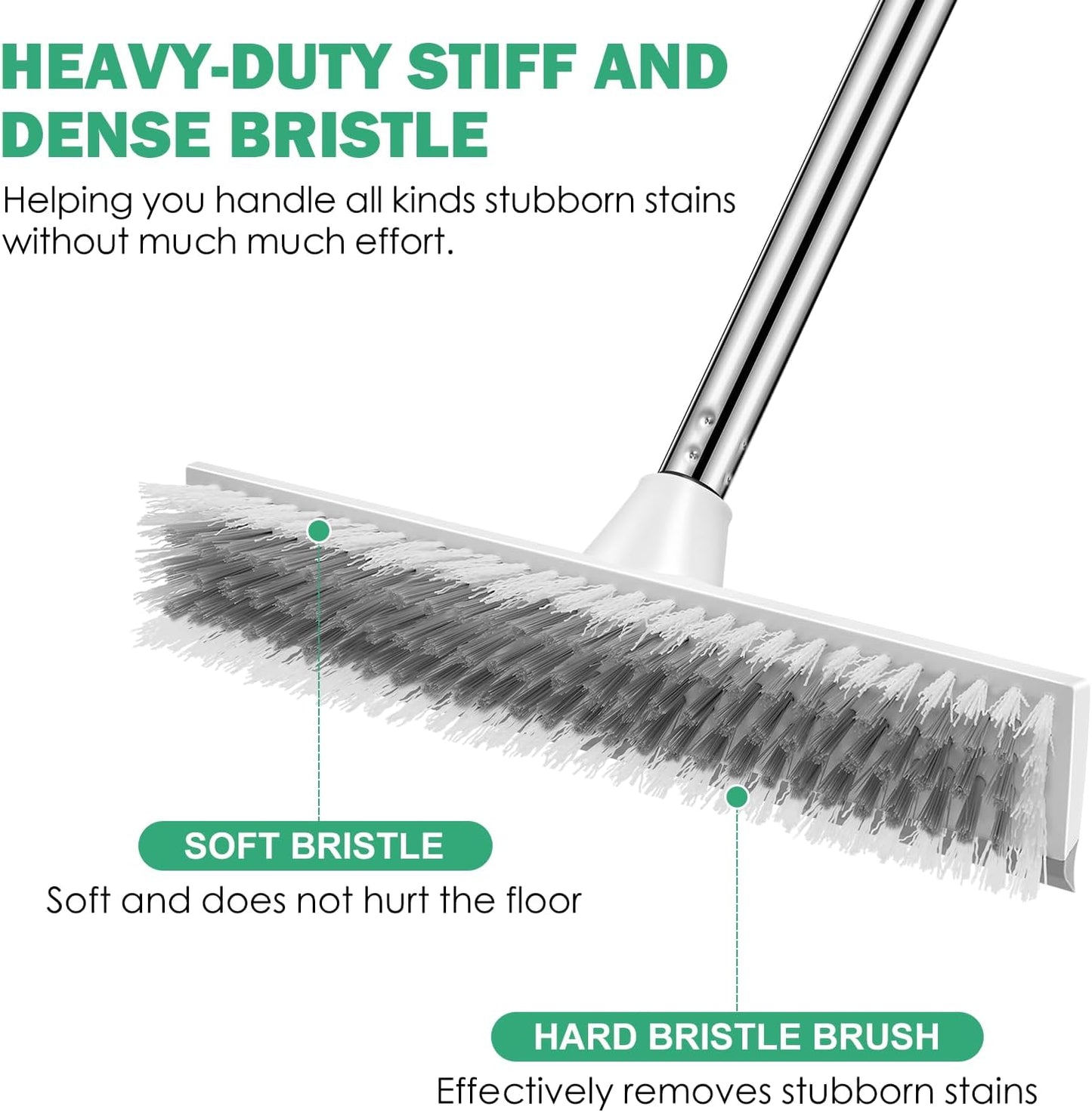 SetSail Floor Scrub Brush with 51-Inch Long Adjustable Handle 2 in 1 Scrape Brush Stiff Bristle Floor Scrubber for Cleaning Shower Bathroom Garage Kitchen Wall Deck Tub Tile