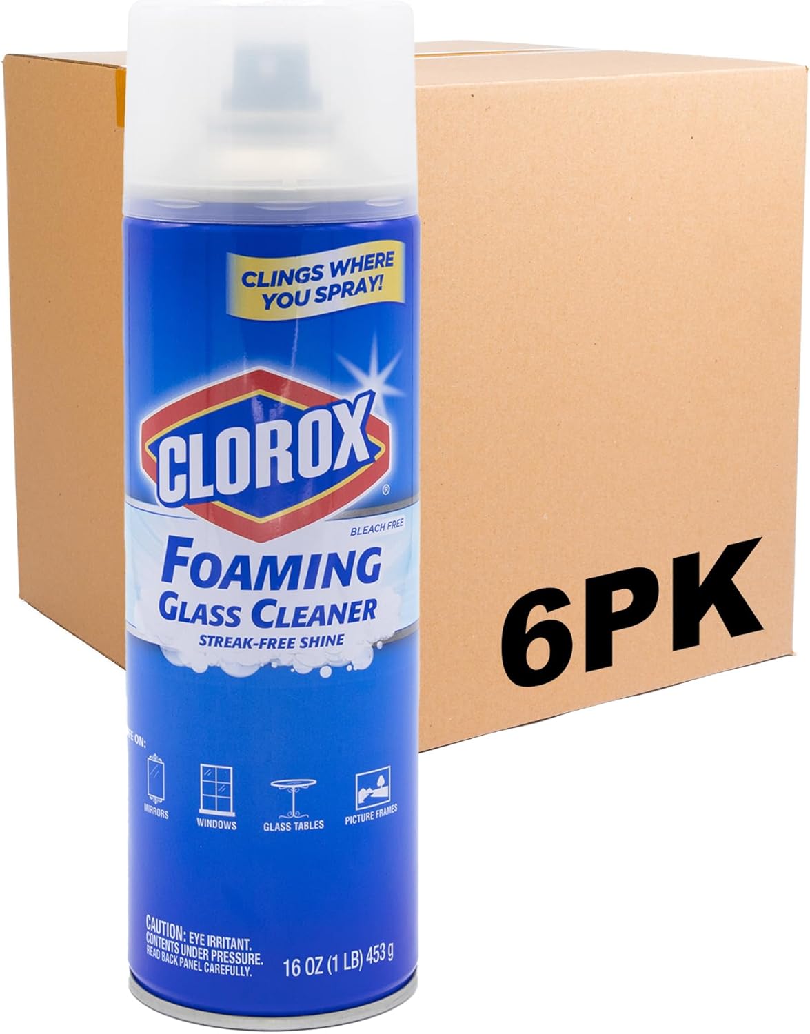 Clorox Foaming Glass Cleaner Aerosol - All Purpose Window And Glass Cleaning Spray Washes Away Dirt - Streak-Free & No-Drip formula for Windows and Mirrors, 16 Oz