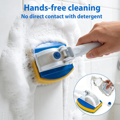 KGC Handheld Pool Scrub Brush with a Replacement Sponge, Pool Must Have Scouring Sponge Pad - Non-Scratch Cleaner for Pool Tile Grout, Vinyl Liners, Spas, Hot Tubs, Kitchen & Bathroom Tub Shower