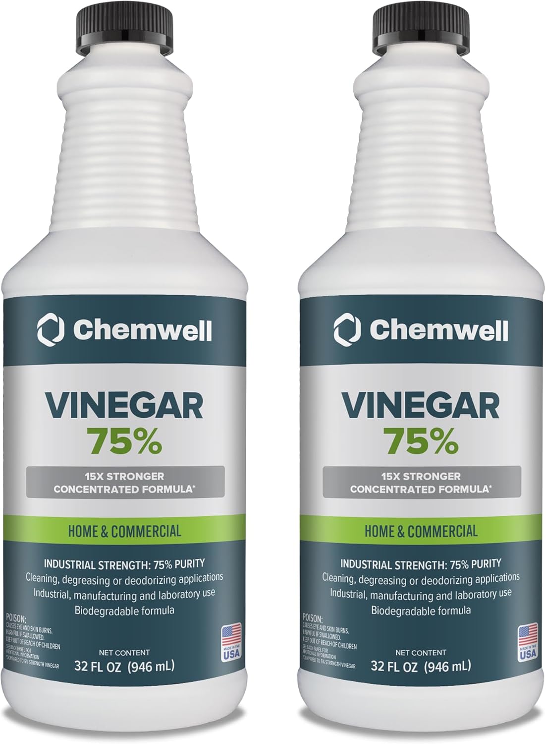 Chemwell 99% Vinegar (32 fl oz) - General Purpose All-Natural Multi-Surface Cleaner for Home, Patio & Commercial - High Performance, Powerful Concentrated Acetic Acid - Made in USA