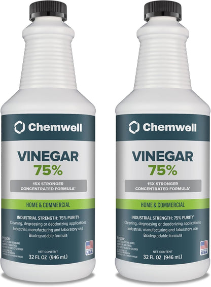 Chemwell 99% Vinegar (32 fl oz) - General Purpose All-Natural Multi-Surface Cleaner for Home, Patio & Commercial - High Performance, Powerful Concentrated Acetic Acid - Made in USA