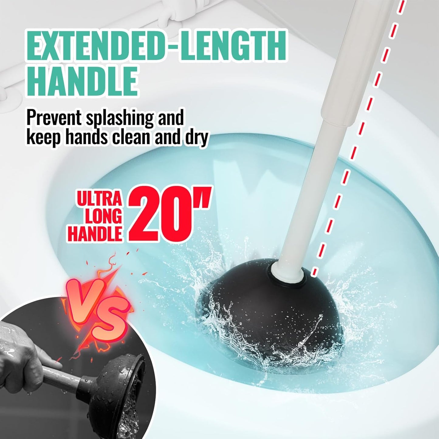 2 Pack 4 in 1 Toilet Brush and Plunger Set with Crevice Cleaning Brush, Toilet Plunger and Brush Set with Extra Long Handle, Plungers for Bathroom Accessories, Toilet Plunger with Holder, Black, Pack