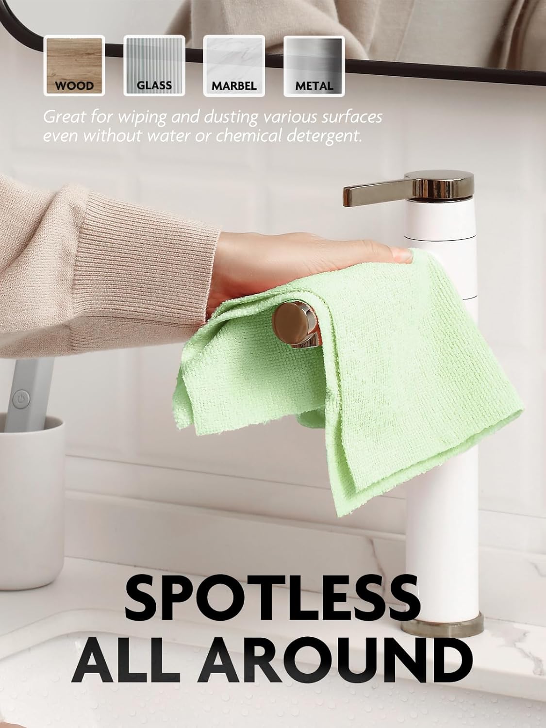 Fantasticlean Microfiber Cleaning Cloth Roll -75 Pack, Tear Away Microfiber Towels, 12" x 12", Reusable, Washable, Scratch Free, Ultra Absorbent Dishcloth for All-Around Cleaning Supplies (White)
