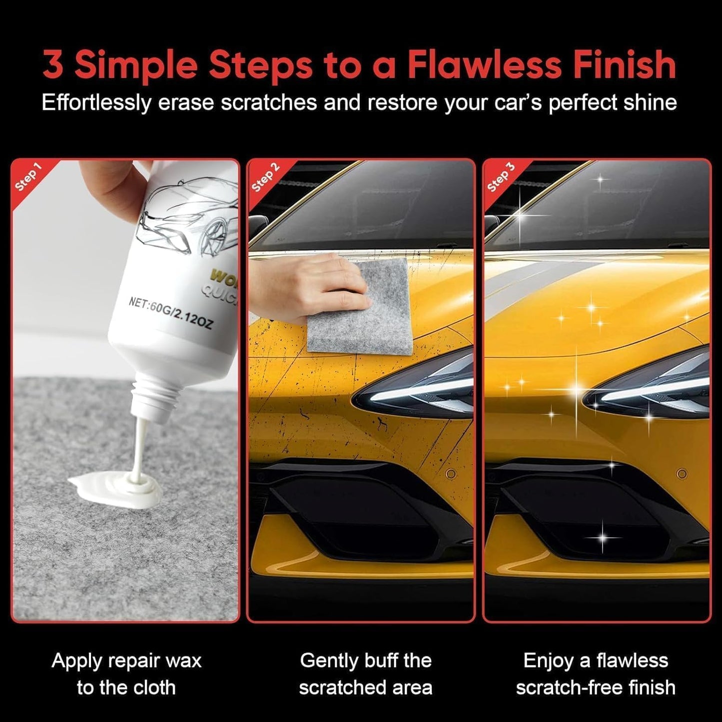 Car Scratch Removal Wax - 2026 Upgrade Scratch Remover for Vehicles, Magic Wipes Cleaning Cloth Car Scratch Repair Paste, Scuff Repair Polishing Wax Kit for Deep Scratch Repair