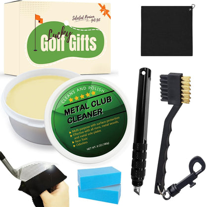 Golf Iron Polishing Kit Club Cleaner Polish Cleaning Solution Golf Club Care Set Golf Brush Cleaner Sponge Value Pack