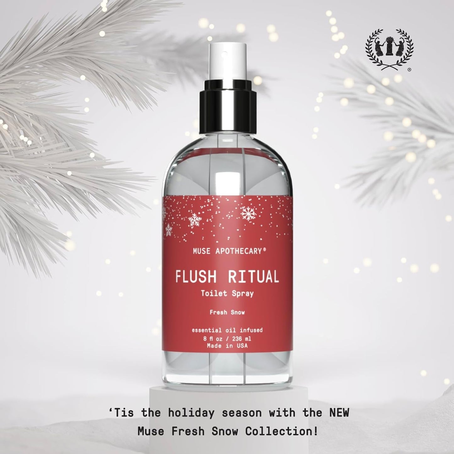 Muse Apothecary Flush Ritual - Aromatic & Refreshing Toilet Spray, Use Before You Go, 4 oz, Infused with Natural Essential Oils - Coconut + Sandalwood