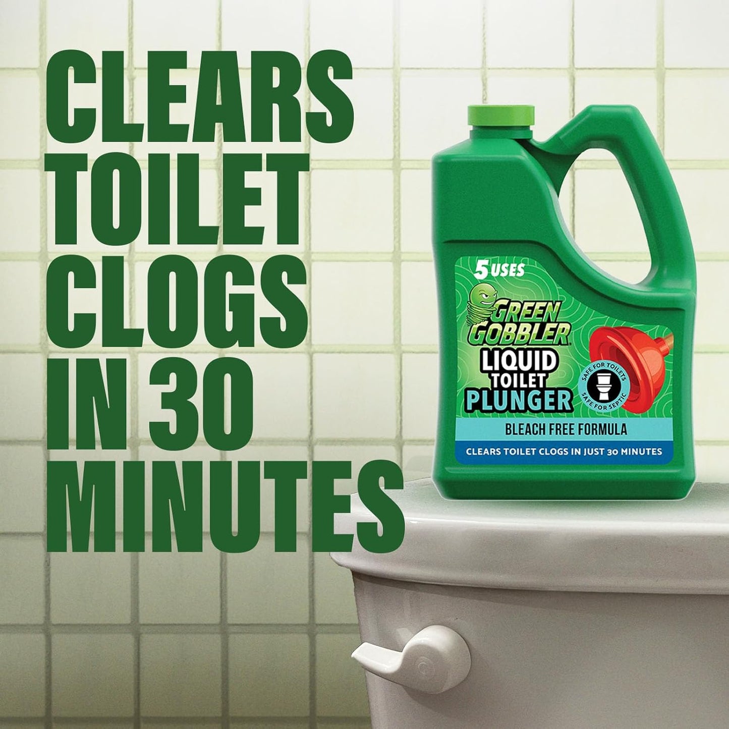 Green Gobbler Liquid Toilet Plunger | Clog Remover | Safe for Toilets and Septic