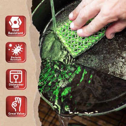 Knapp Made Combo Chainmail Cast Iron Scrubber with Silicone Core - Heavy Duty Rings and Fine Chainmail Rings -Premium Cleaner -Perfect for Cast Iron Cookware,Skillet,Woks