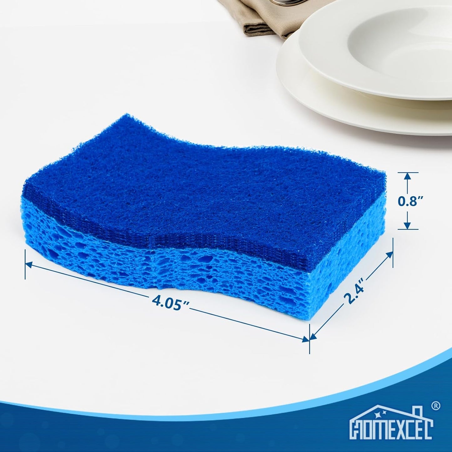 HOMEXCEL Sponges Kitchen 24pcs, Non-Scratch Scrub Dish Sponge Safe on Non-Stick Cookware, Dual Sided Cleaning Sponges for Kitchen, Household, Bathroom and More