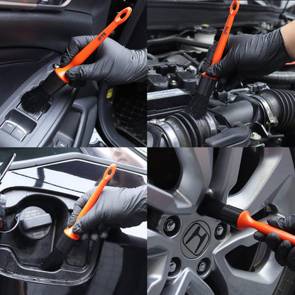 SPTA Car Detailing Brush Set, 5 Pack Soft Mixed Hair Auto Detail Brush Kit No Scratch for Automotive Elegant Surface Interior Exterior Dashboard Emblems Panels Engine Bay Wheels Air Vent Seat Leather
