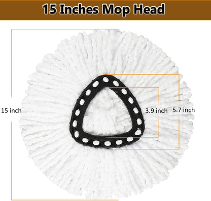 5-Pack Spin Mop Replacement Heads, 100% Microfiber Spin Mop Refills Heads for Easy Wring, 360°Micro Replacement Mop Head for Easy House Cleaning Floor Mopping - (White)