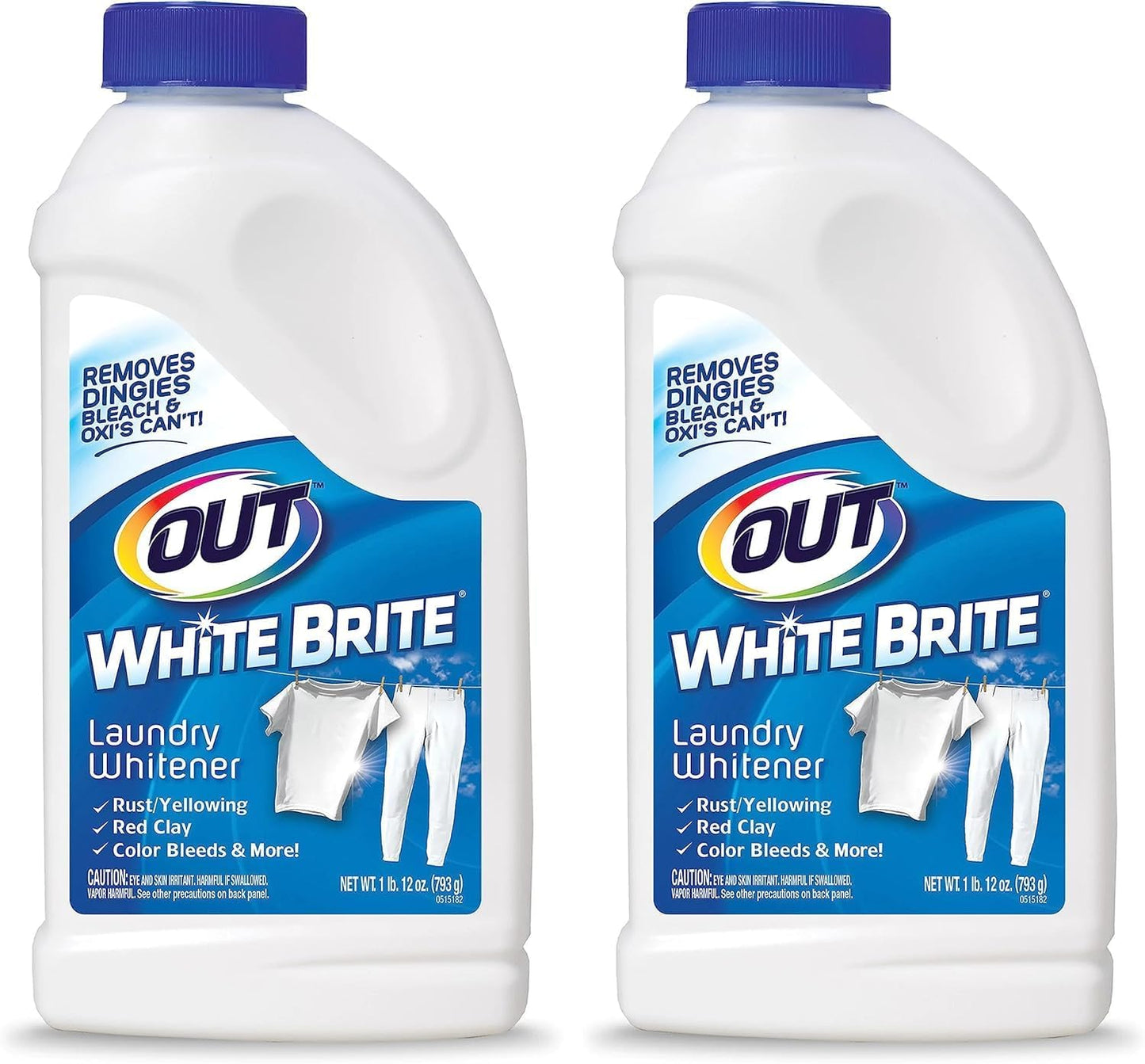 OUT White Brite Laundry Whitener Bleach Alternative, Stain Remover Detergent Booster Powder for Clothes, 4 Pound 12 Ounce Bottle