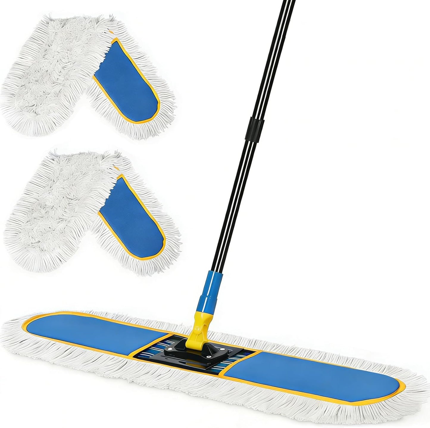 36" Commercial Dust Mop for Floor Cleaning with Replacement Mop Pads, Heavy Duty Industrial Large Floor Wet Dry Mop for Cleaning Office Garage Hardwood Warehouse Factory Mall