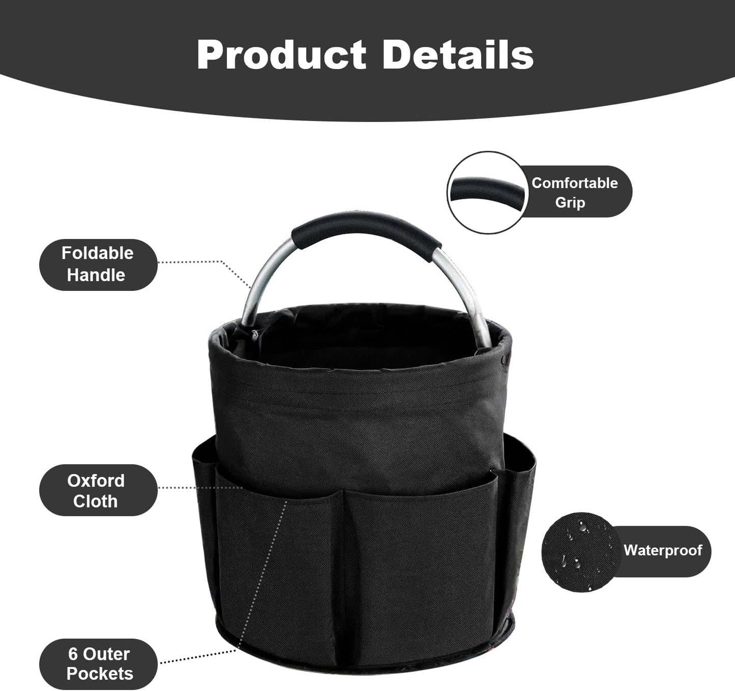 17L Cleaning Caddy with Handle, Cleaning Supplies Organizer, Foldable Storage Basket, Cleaning Supply Caddy, Portable Multi Cleaning Bucket Bag for Home, Garden (Pink)