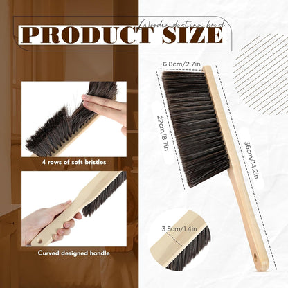 Tioncy 8 Pieces Wooden Dust Brush Bulk Hand Broom Bench Soft Bristle Cleaning Outdoor Furniture Brushes with Long Wood Handle for Cleaning Car Bed Sofa Fireplace Couch Clothes