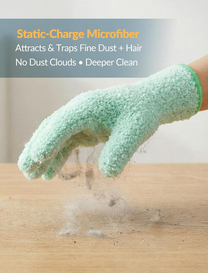 NiHome 4 Pairs Microfiber Cleaning Gloves - Electrostatic Dusting & Scratch-Free Wiping Gloves for Blinds, Furniture, Glass and Keyboards - Flexible & Reusable