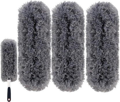 Reusable Microfiber Duster Refills Compatible with OXO & MR.SIGA Duster - Washable Duster for Household Cleaning Dusting Furniture Blind Ceiling Fan - 3Pack Grey(Handle NOT Included