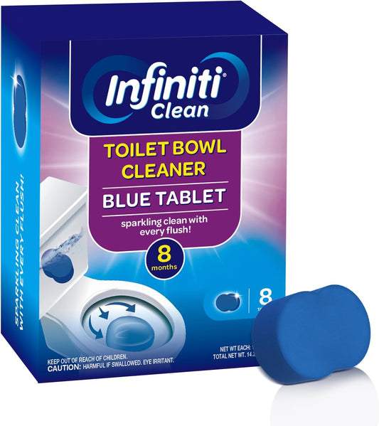 Toilet Bowl Cleaner Tablets - Blue Automatic Toilet Bowl Cleaners with Bleach, Deep Cleaning & Odor Eliminator – Septic Safe, Stain Remover for Long-Lasting Freshness and Shine (8)