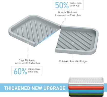 EG-SIPRO Silicone Sponge Holder, Kitchen Sink Organizer Tray, Sponge Caddy for Bathroom Counter, Dish Soap Holder, Scouring Pad