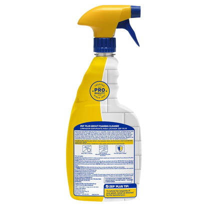 Zep Plus Foaming Grout Cleaner 32 oz – (2 Units) and a Blue Microfiber Rag ECBD023 - Color-Safe Tile and Grout Cleaners for Ceramic, Porcelain and Stone