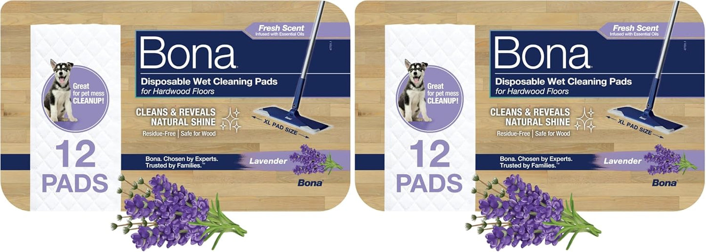 Bona® Disposable Wet Cleaning Pads for Hardwood Floors, Lavender Scent