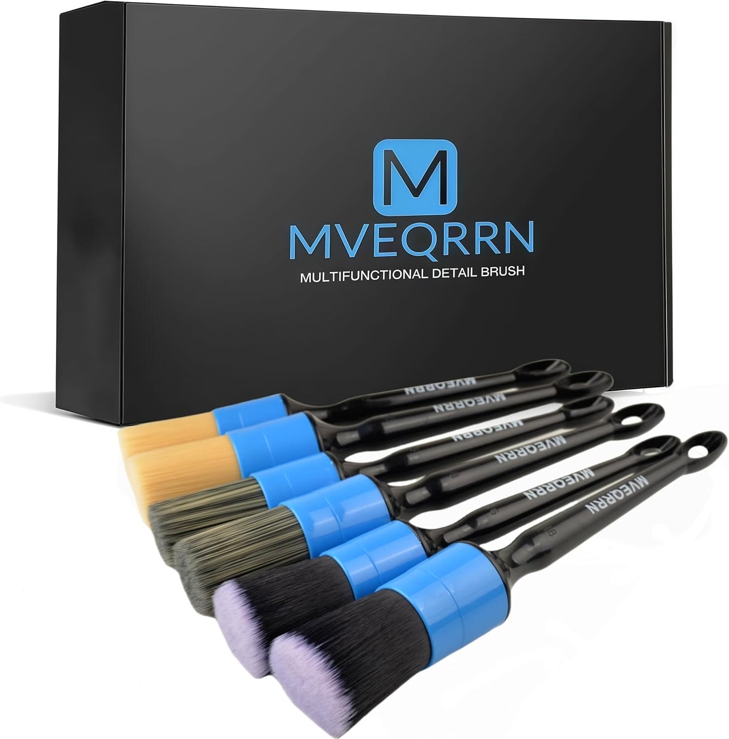 MVEQRRN 6pcs Car Detailing Brush Set-2pcs Boars Hair Car Detailing Brushes,2pcs Ultra Soft No Scratch Detailing Brush for Air Vent,Leather Seat 2pcs Detail Brushes car Detailing for Interior Exterior