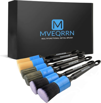 MVEQRRN 6pcs Car Detailing Brush Set-2pcs Boars Hair Car Detailing Brushes,2pcs Ultra Soft No Scratch Detailing Brush for Air Vent,Leather Seat 2pcs Detail Brushes car Detailing for Interior Exterior
