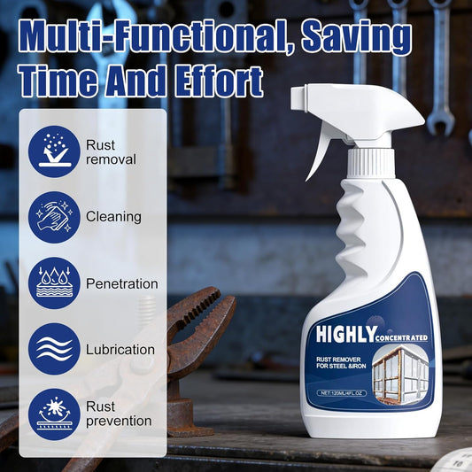2Pcs Rust Remover Spray for Metal, Powerful Rust Remover Heavy Duty Metal Cleaner for Steel & Iron, Multipurpose Highly Concentrated Steel Rust Remover for Tools, Automotive Parts
