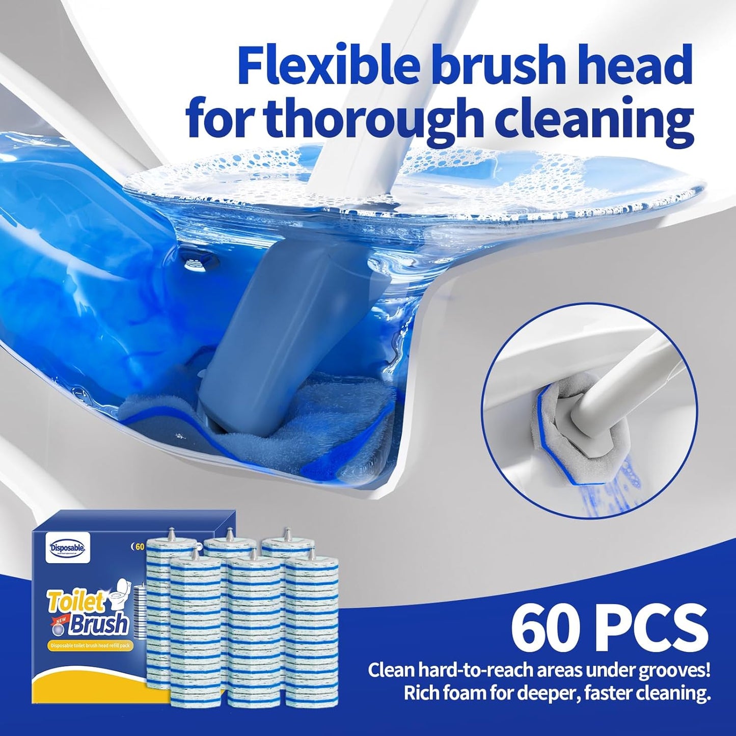 Disposable Toilet Bowl Brush with 36 Toilet Wand Refills Pads Replacement Heads, Toilet Cleaning Stick,Toilet Bowl Cleaner Wands Holder and Set, Toilet Cleaning System Starter Kit