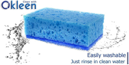 Green Multi Use Scrub Sponge. Made in Europe. 9 Pack, 4.3x2.8x1.4 inches. Odorless Heavy Duty and Non Scratch Fiber. Best, Durable, Delicate, Porous, Non Cellulose Kitchen Sponges and Scrubbers